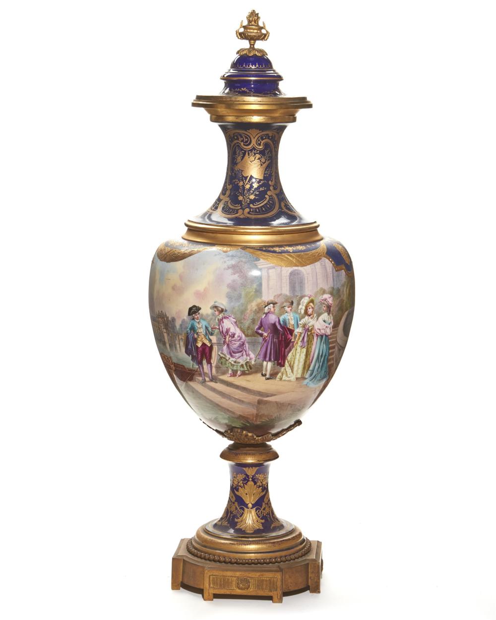 A SèVRES URN WITH COURTING SCENEA