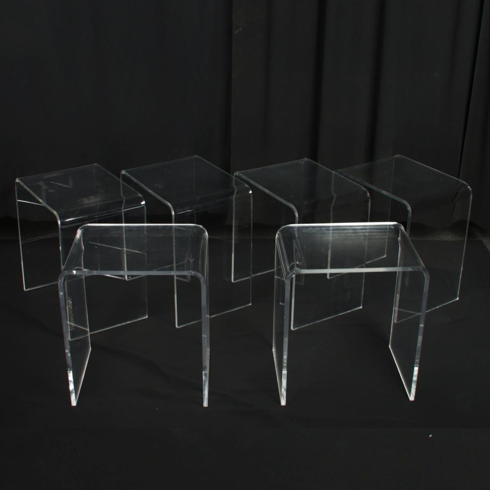 FIVE LUCITE MCM DESIGN STANDS  34511e