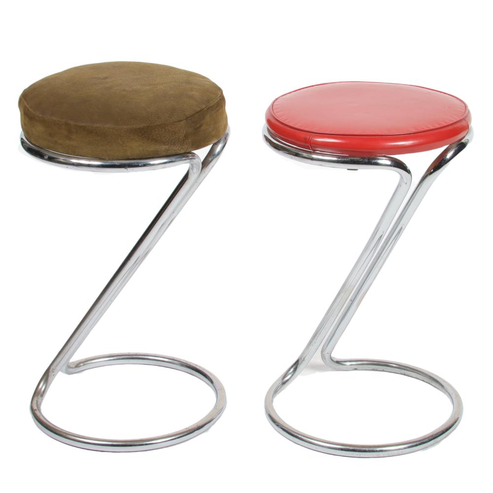 TWO GILBERT ROHDE CHROME Z STOOLS  345123
