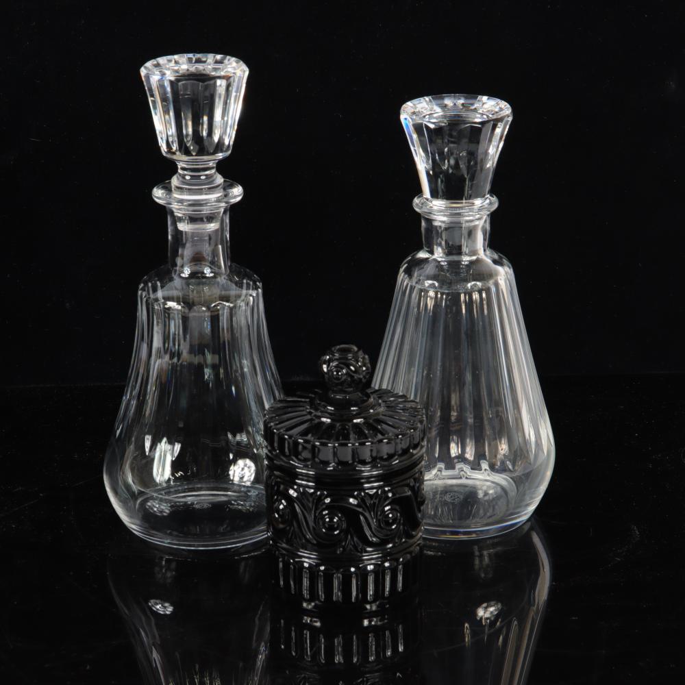BACCARAT 3PC CRYSTAL: TWO DECANTER