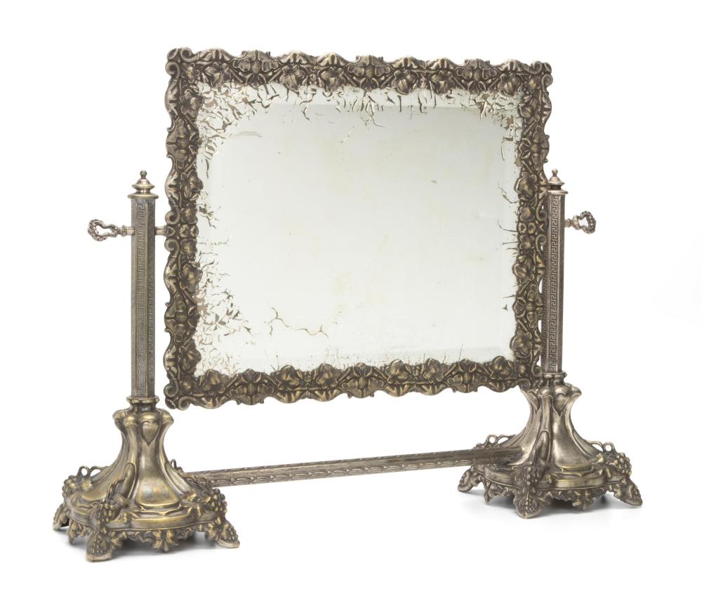 A SILVER PLATE VANITY MIRRORA silver