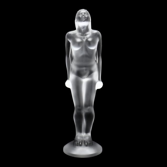 A LALIQUE CRYSTAL STANDING NUDE