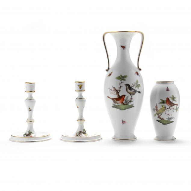 TWO HEREND ROTHSCHILD BIRD VASES 3451d3