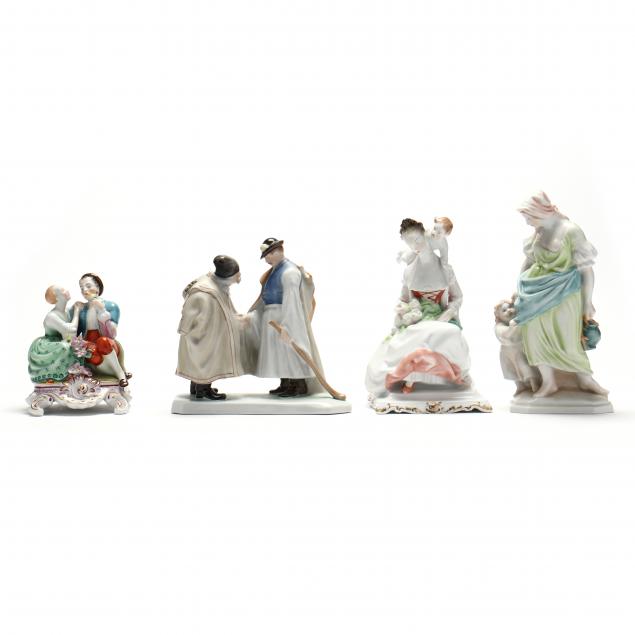 FOUR HEREND NATURAL FIGURINES #5506,1960-70s,