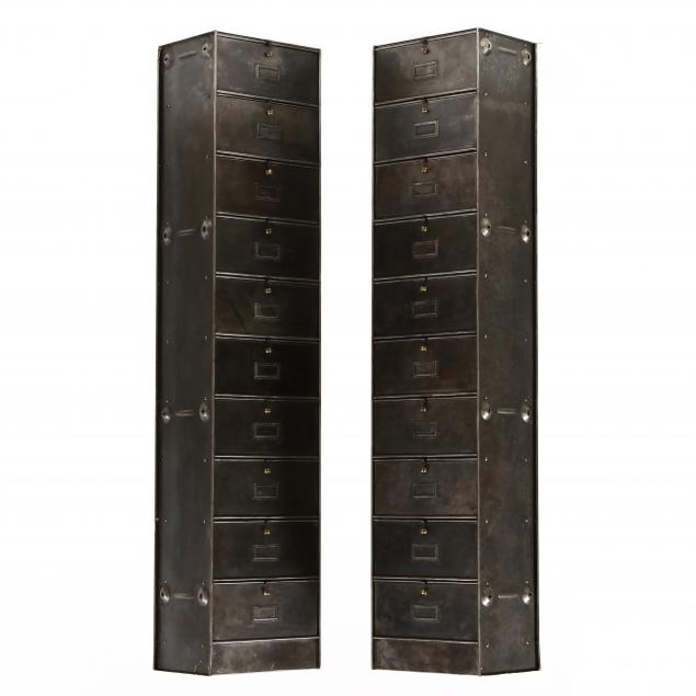 PAIR OF TALL VINTAGE METAL STORAGE