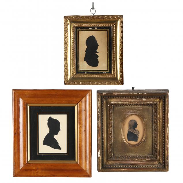 THREE ANTIQUE SILHOUETTES 18TH 19TH 34529d