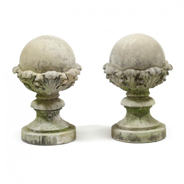 PAIR OF CAST STONE GARDEN FINIALS 3452c1