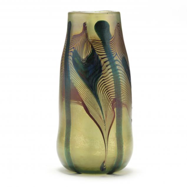 ART GLASS VASE PULLED FEATHER 3452dd