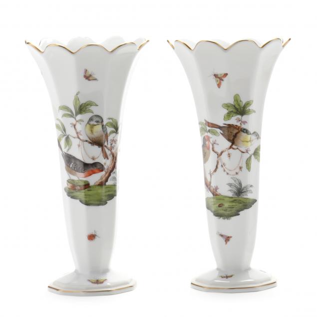 A PAIR OF HEREND ROTHSCHILD BIRD VASES