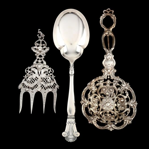 THREE CONTINENTAL SILVER SERVING
