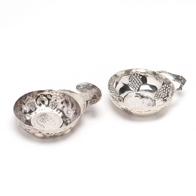 TWO CONTINENTAL SILVER TASTEVINS