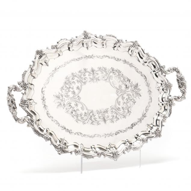 A STERLING SILVER OVAL SERVING