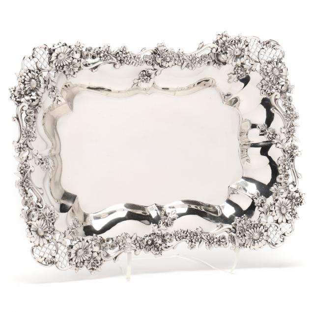 A STERLING SILVER ASPARAGUS TRAY