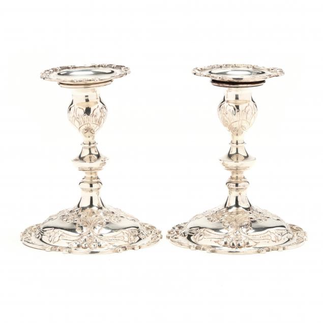 A PAIR OF STERLING SILVER CANDLESTICKS  3453df