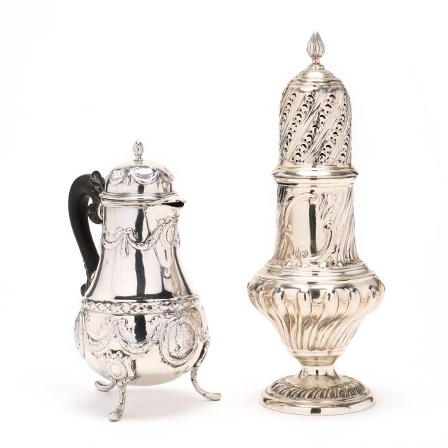 A VICTORIAN SILVER MUFFINEER AND