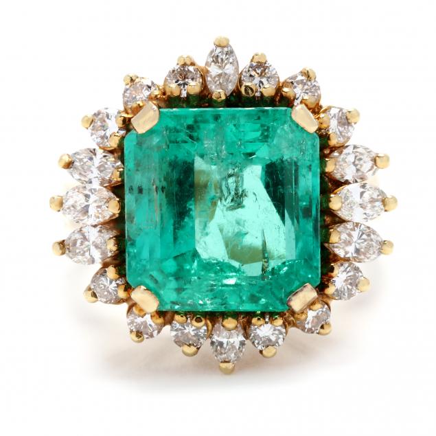GOLD EMERALD AND DIAMOND RING 345451