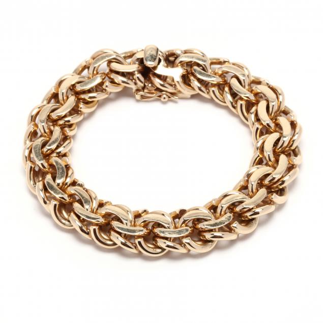 VINTAGE HEAVY GOLD CURB LINK BRACELET  34544a