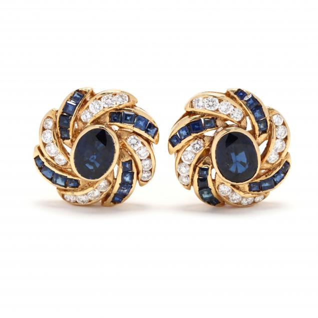 GOLD, DIAMOND, AND SAPPHIRE EARRINGS