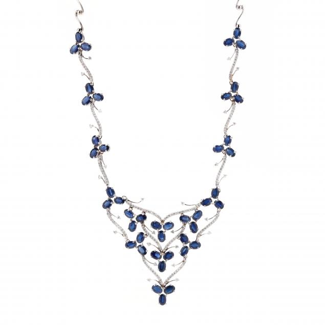 GOLD DIAMOND AND SAPPHIRE NECKLACE 34546a