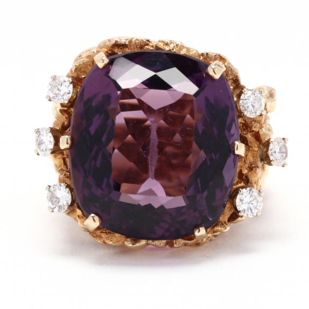 GOLD AMETHYST AND DIAMOND RING 345480