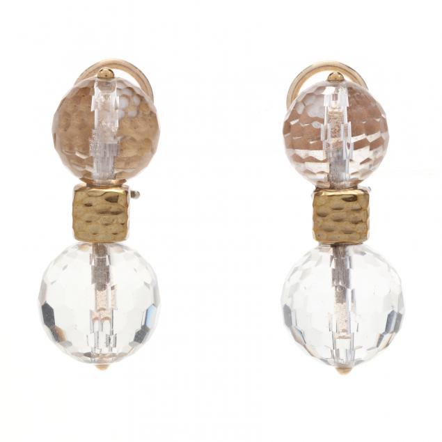 GOLD AND ROCK CRYSTAL QUARTZ EARRINGS  34548c