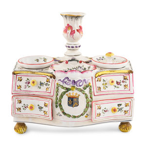A French Faience Commode Form Inkstand Late 345560