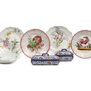 A Group of Seven French Faience