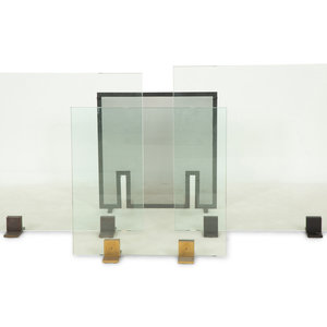 Four Contemporary Glass Fire Screens 21st 3455a1