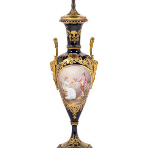 A Sèvres Style Porcelain Vase Mounted