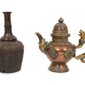 Two  Chased Brass and Copper Vessels
19th