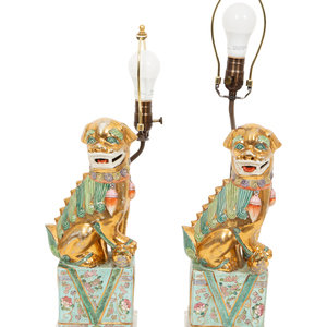 A Pair of Chinese Porcelain Foo