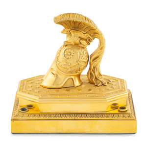 An Empire Gilt Bronze Inkwell with
