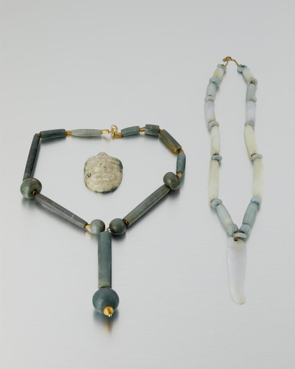 THREE PRE-COLOMBIAN-STYLE JADE ITEMSThree