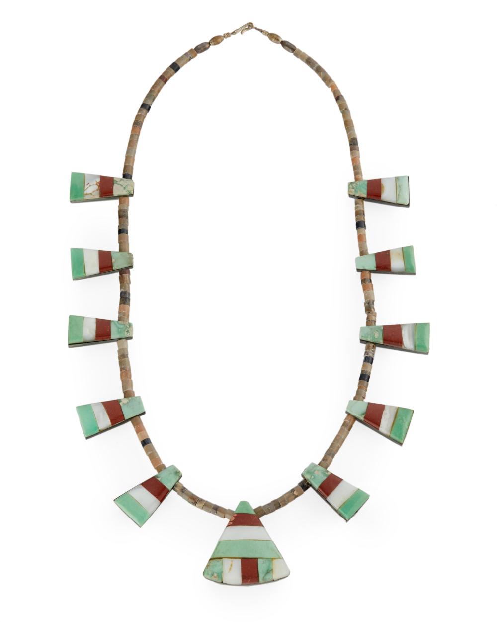 A SANTO DOMINGO PUEBLO MOSAIC BEADED 34304d