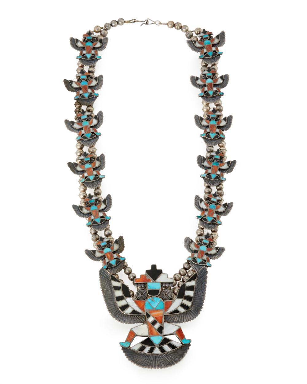 A ZUNI TWO-STRAND KNIFEWING NECKLACEA