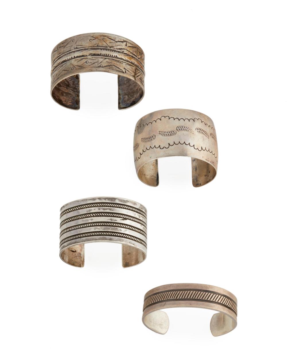 FOUR NAVAJO CUFF BRACELETSFour