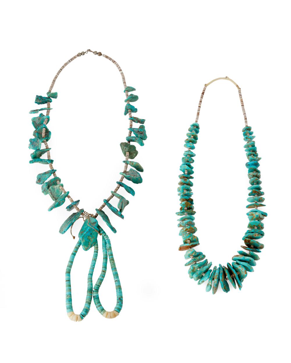 TWO PUEBLO TURQUOISE AND HEISHI