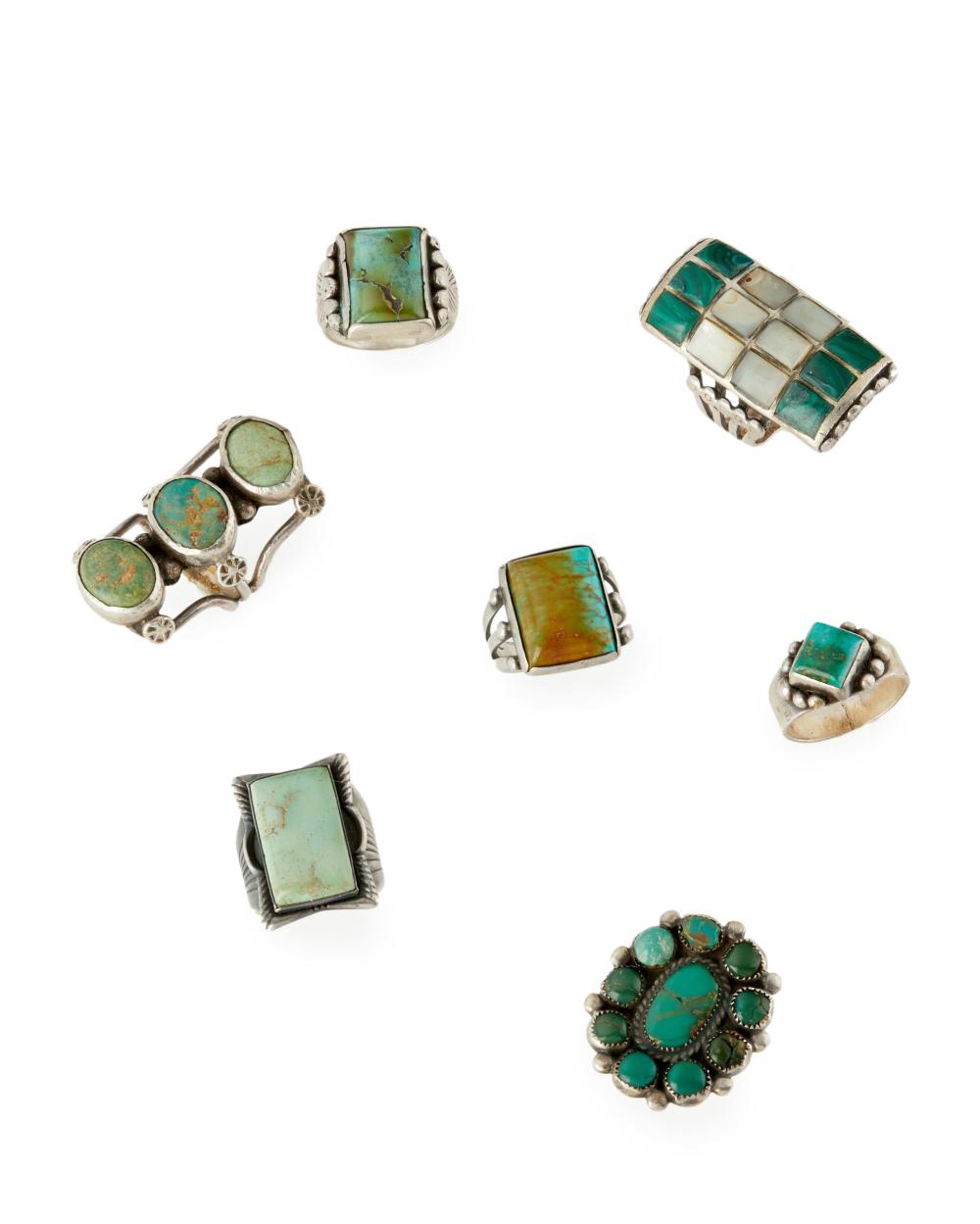 SEVEN SOUTHWEST GEM-SET RINGSSeven