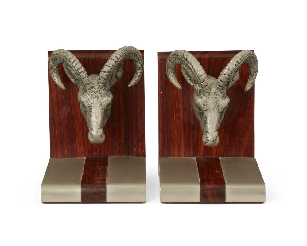 A PAIR OF GUCCI RAM'S HEAD BOOKENDSA