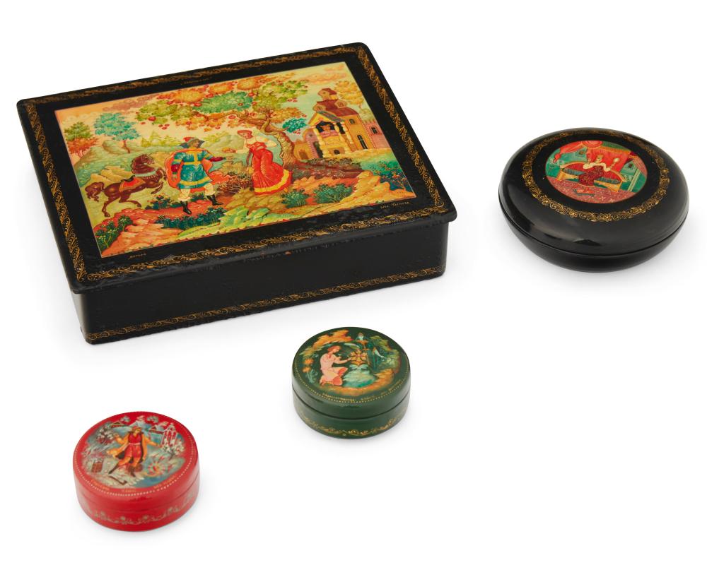 A GROUP OF PALEKH RUSSIAN LACQUERWARE 34319a