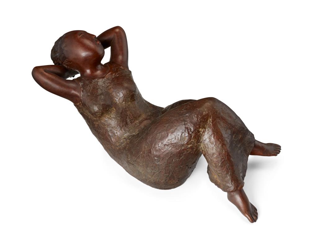 ENG TAY (B. 1947), "RESTING," BRONZE,