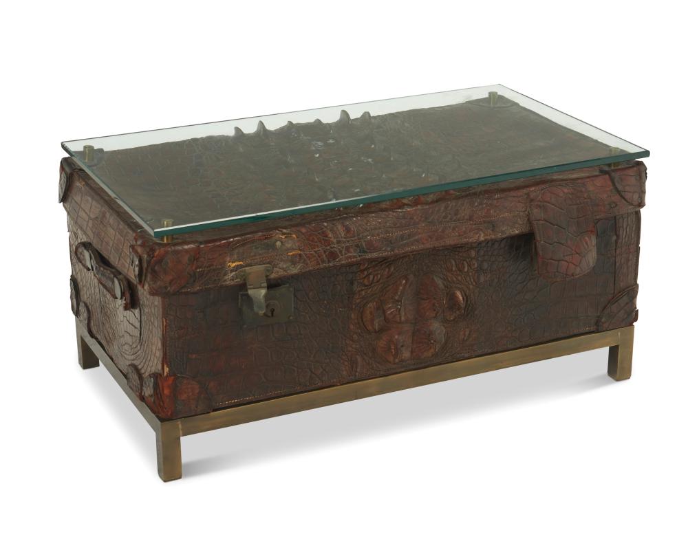 A CROCODILE TRUNK COFFEE TABLEA