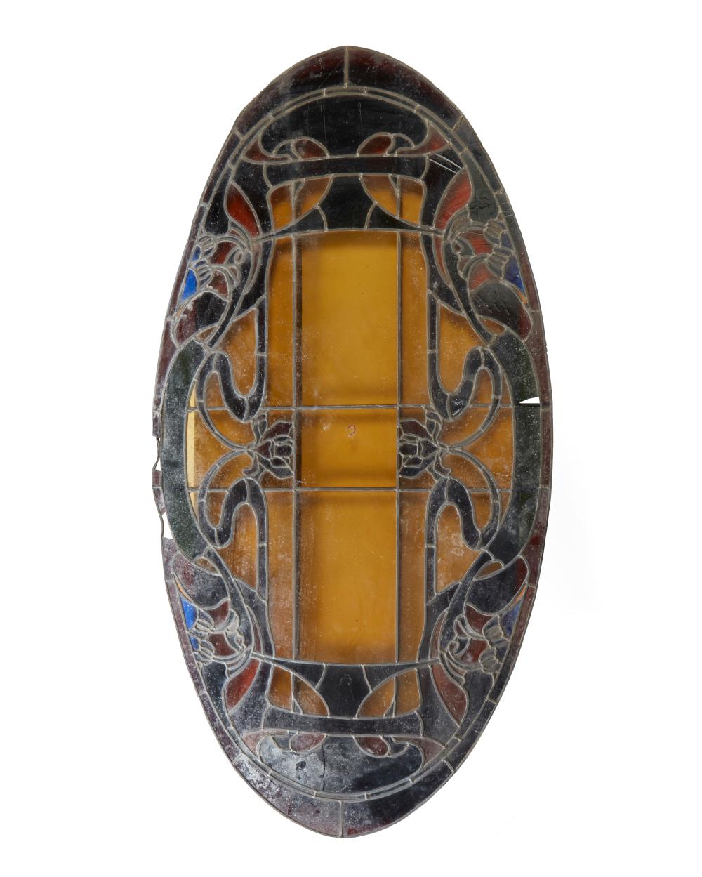 AN ART NOUVEAU-STYLE STAINED GLASS WINDOWAn