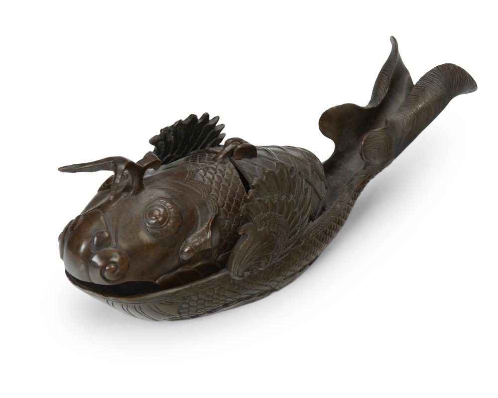 A JAPANESE BRONZE KOI FISH KOROA