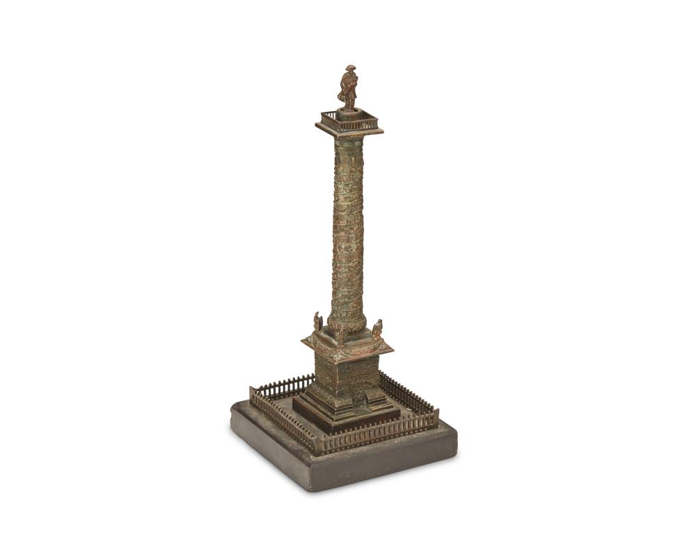 A MINIATURE BRONZE REPLICA OF VENDOME