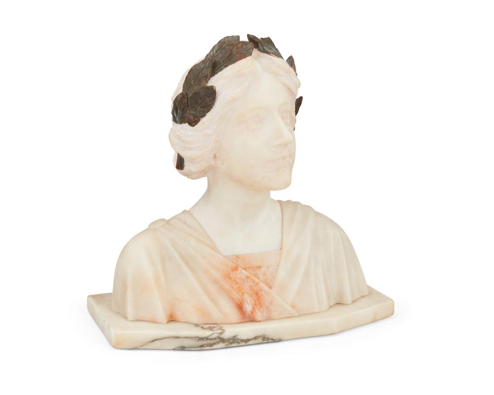 AN ALABASTER BUST OF A WOMANAn