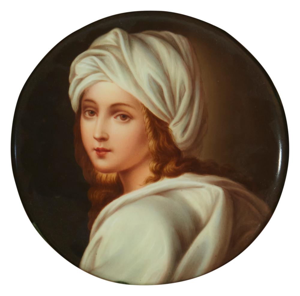 AN ITALIAN PORCELAIN PORTRAIT PLAQUEAn