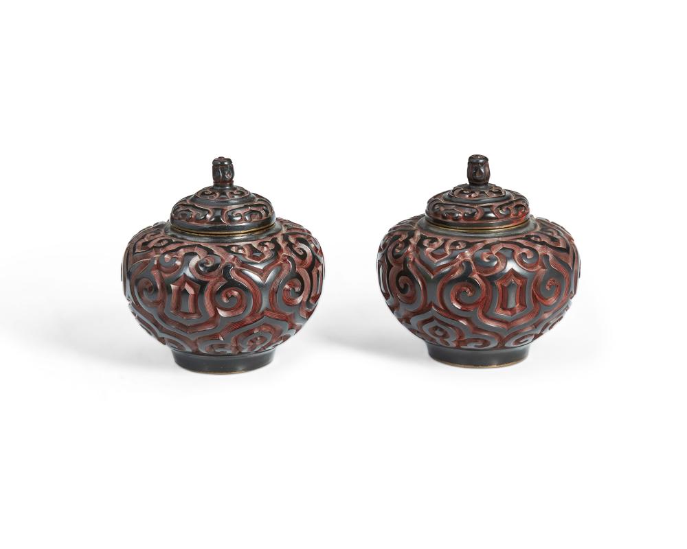 A PAIR OF CHINESE TIXI LACQUERED