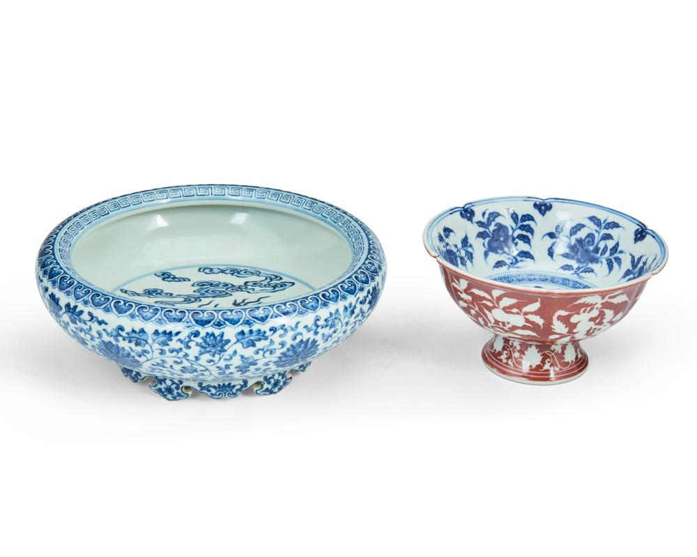 TWO CHINESE BLUE AND WHITE PORCELAIN