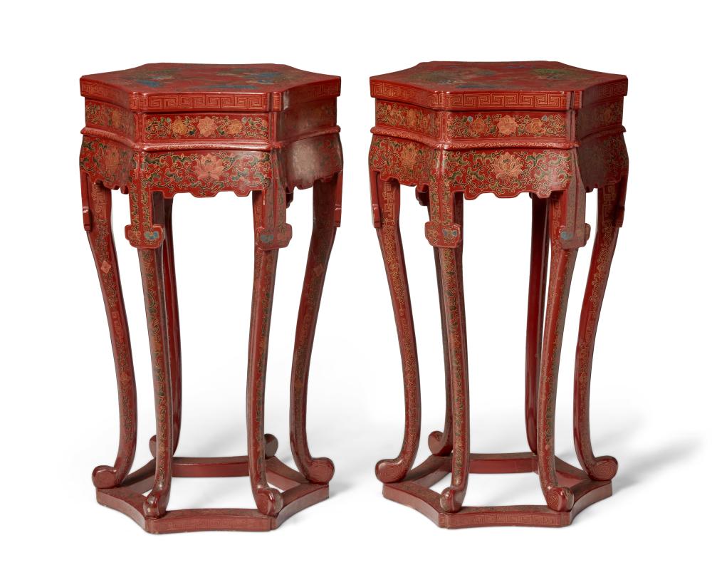 A PAIR OF CHINESE RED LACQUERED